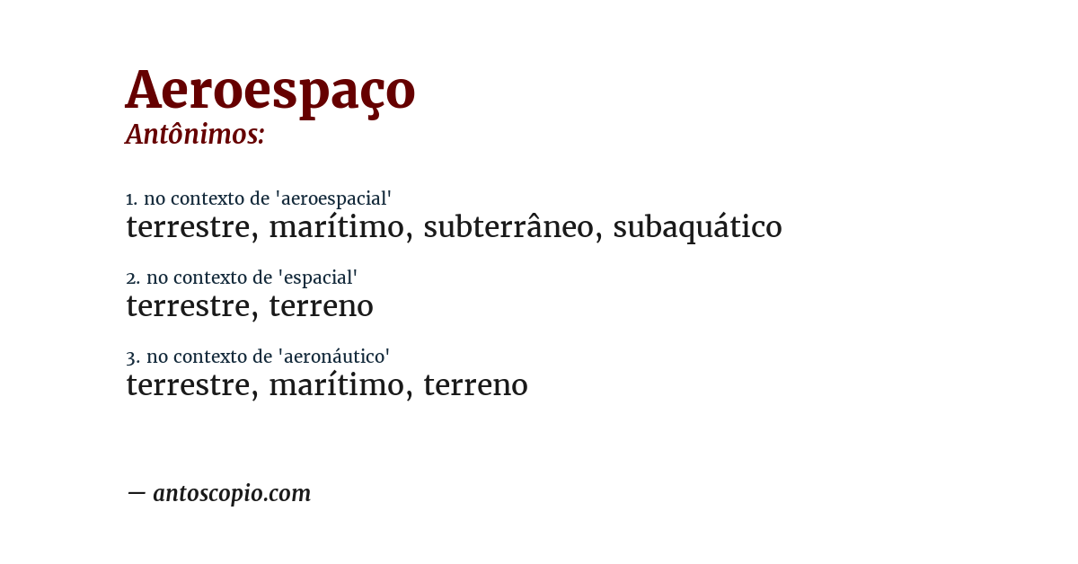 Antônimo de aeroespaço