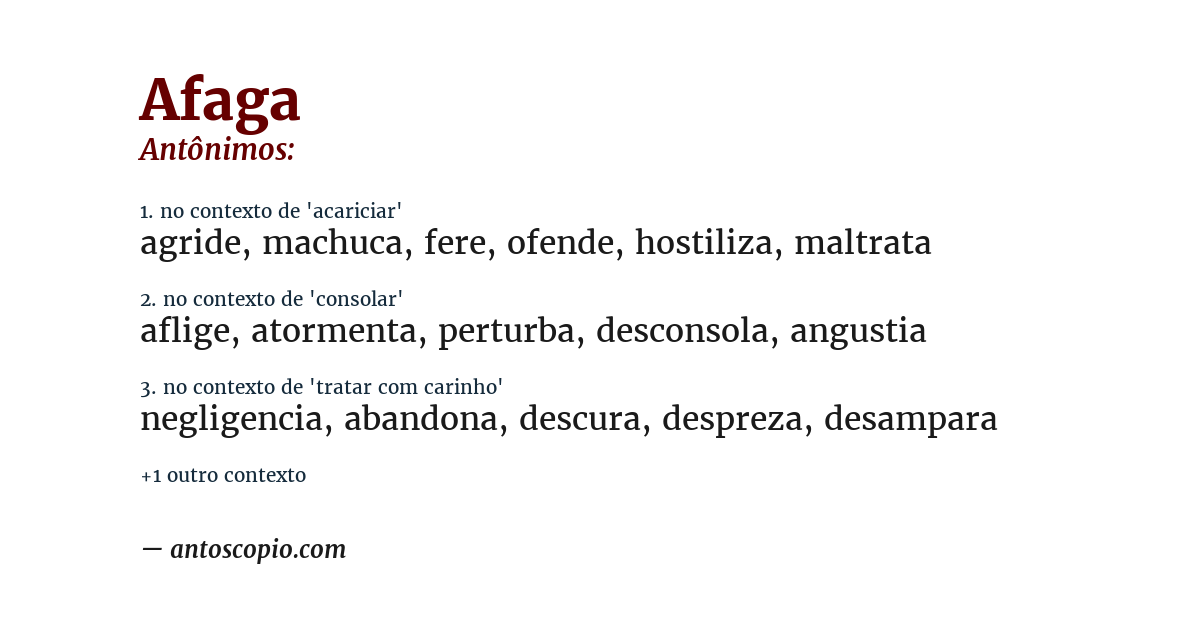 Antônimo de afaga