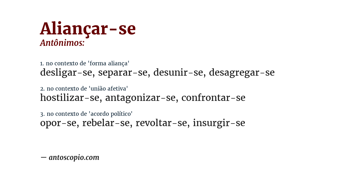 Antônimo de aliançar-se