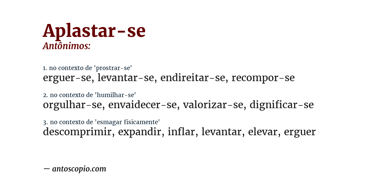 Antônimo de aplastar-se