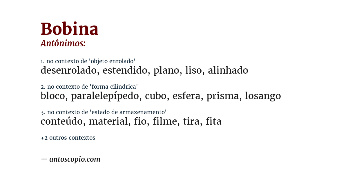 Antônimo de bobina