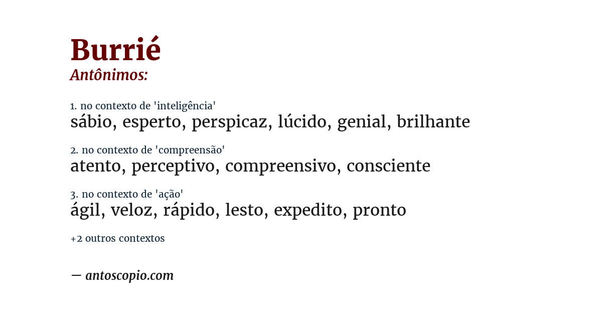Antônimo de burrié