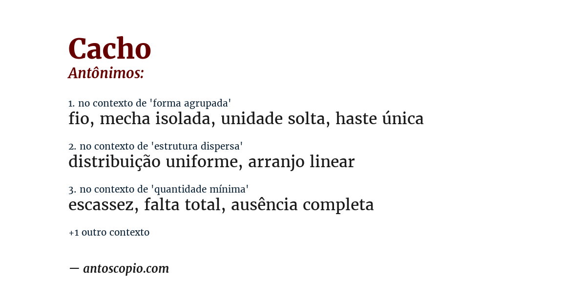 Antônimo de cacho