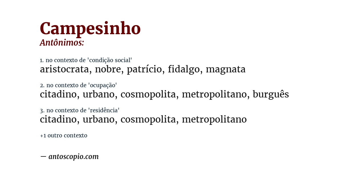 Antônimo de campesinho