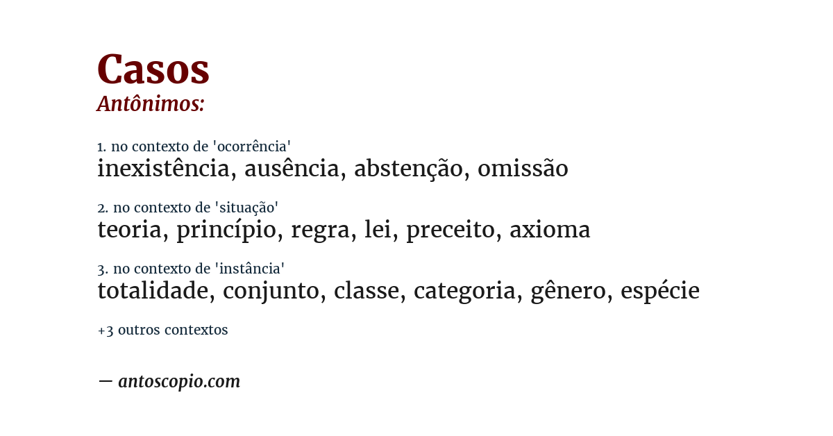 Antônimo de casos