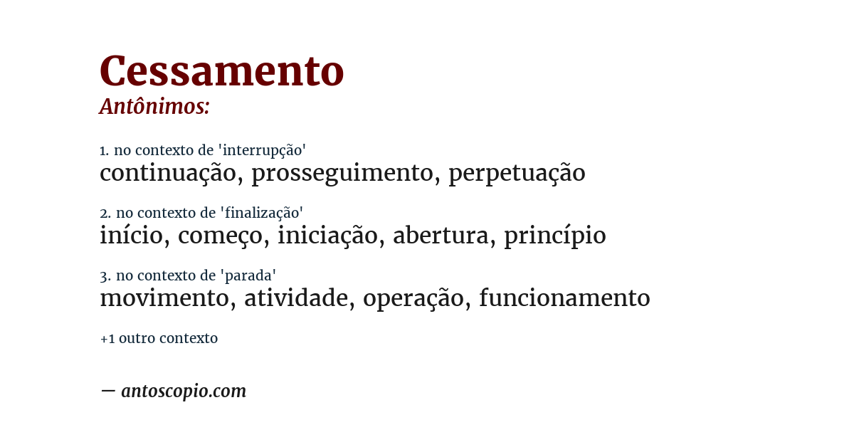 Antônimo de cessamento