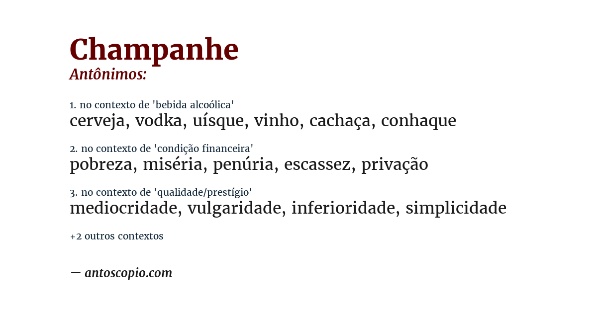 Antônimo de champanhe