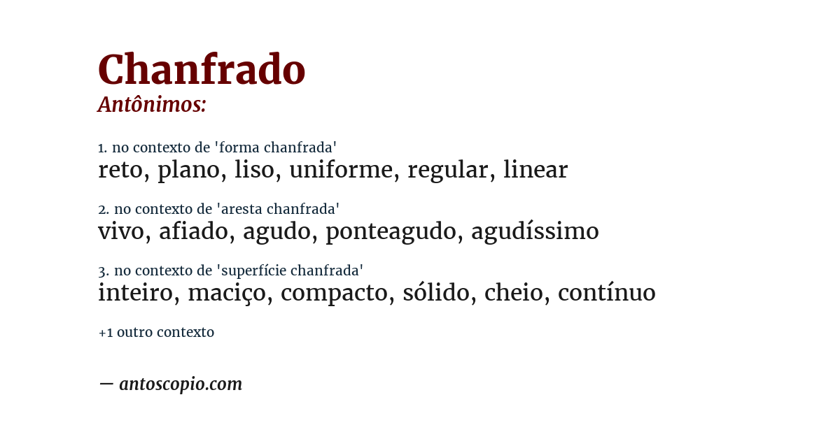 Antônimo de chanfrado