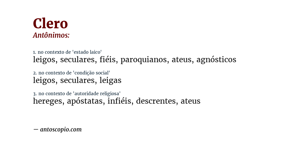 Antônimo de clero
