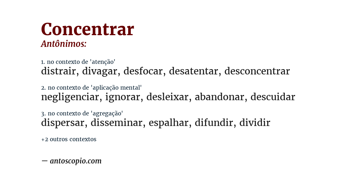Antônimo de concentrar