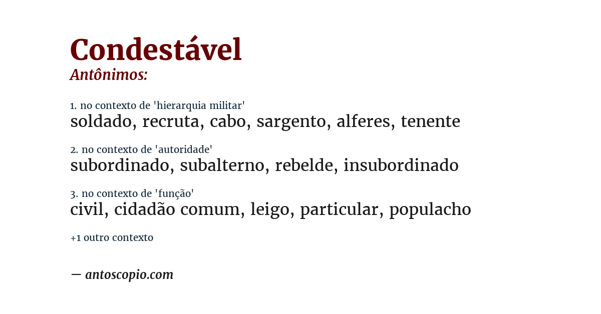 Antônimo de condestável