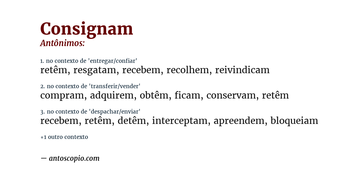 Antônimo de consignam