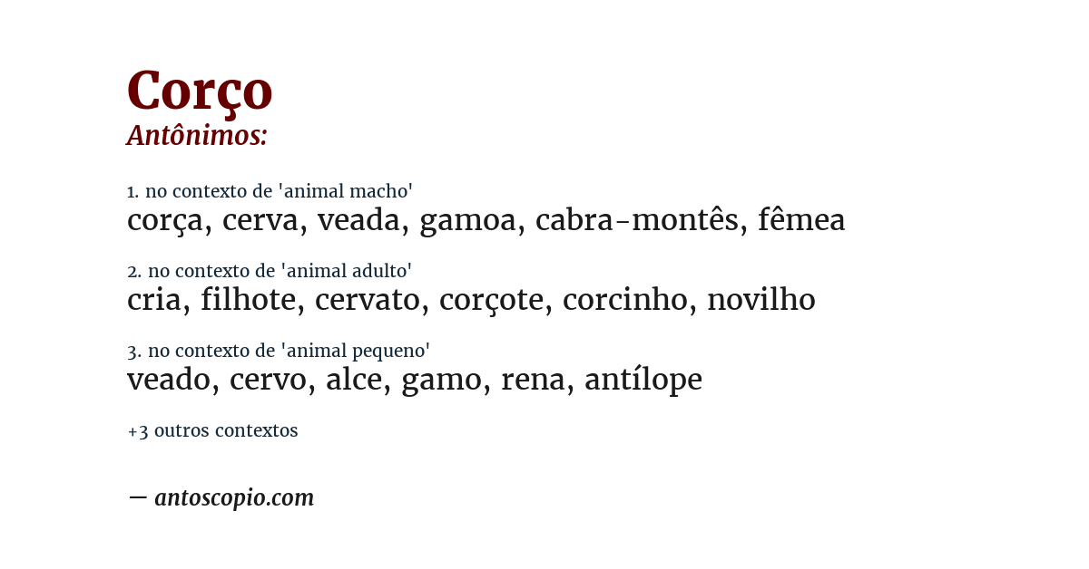 Antônimo de corço