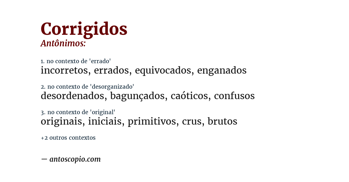 Antônimo de corrigidos