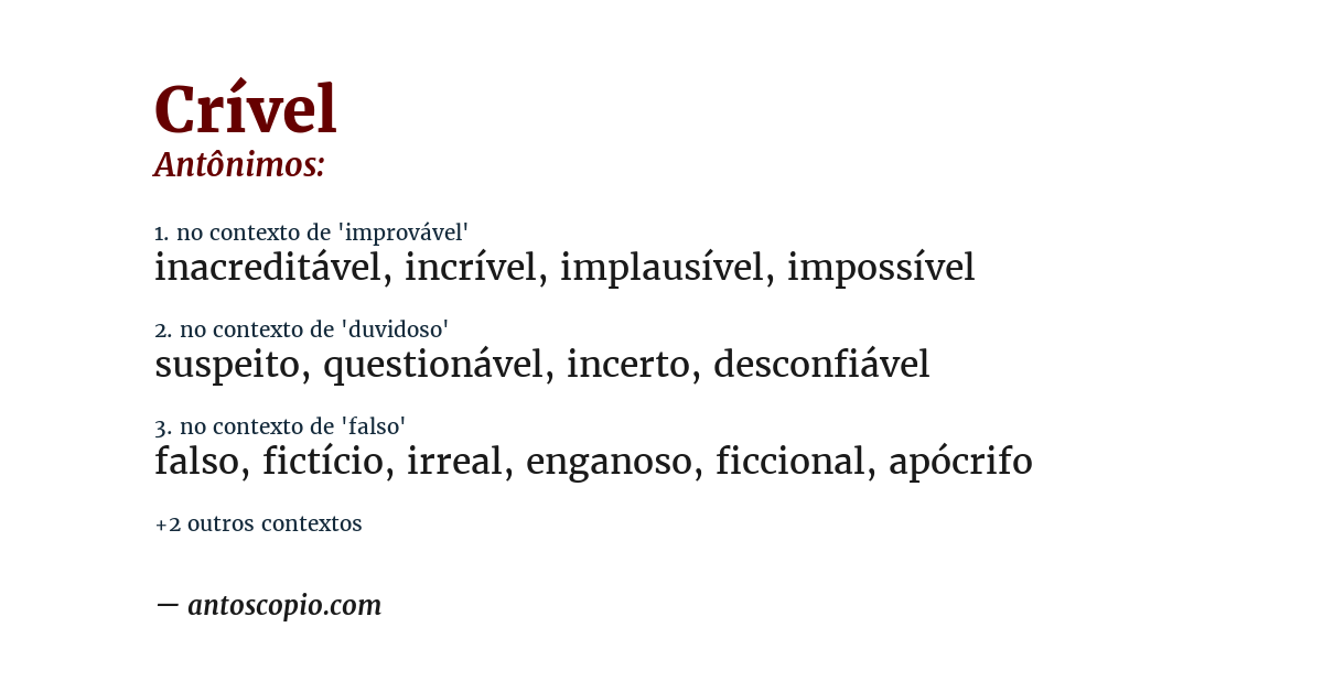 Antônimo de crível