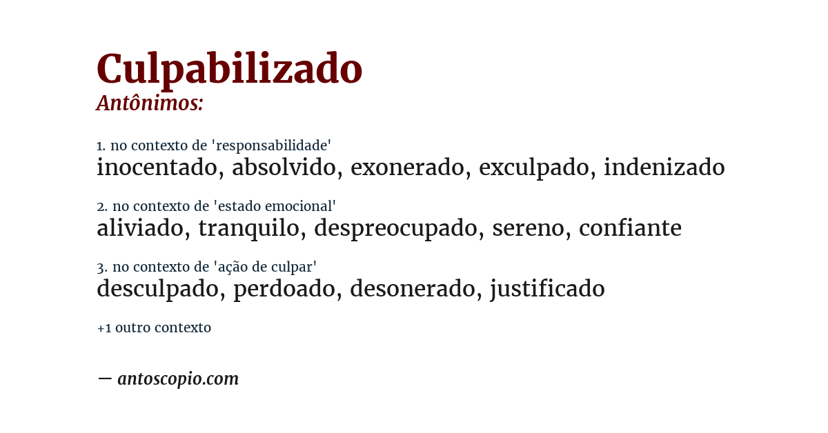 Antônimo de culpabilizado