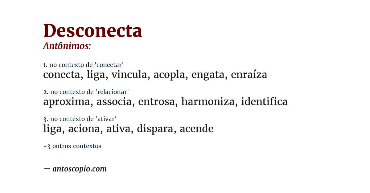Antônimo de desconecta