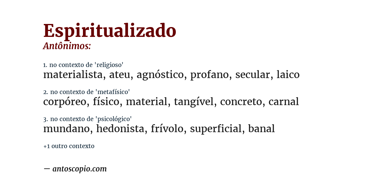 Antônimo de espiritualizado