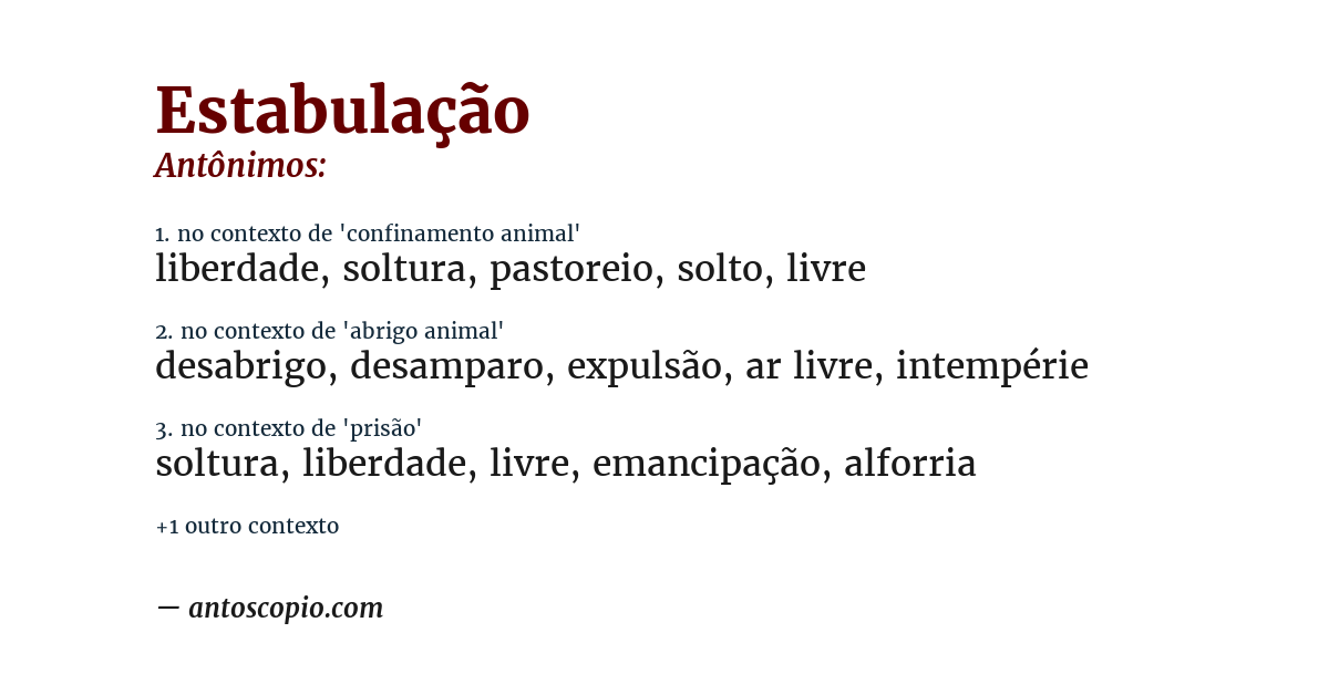 Antônimo de estabulação