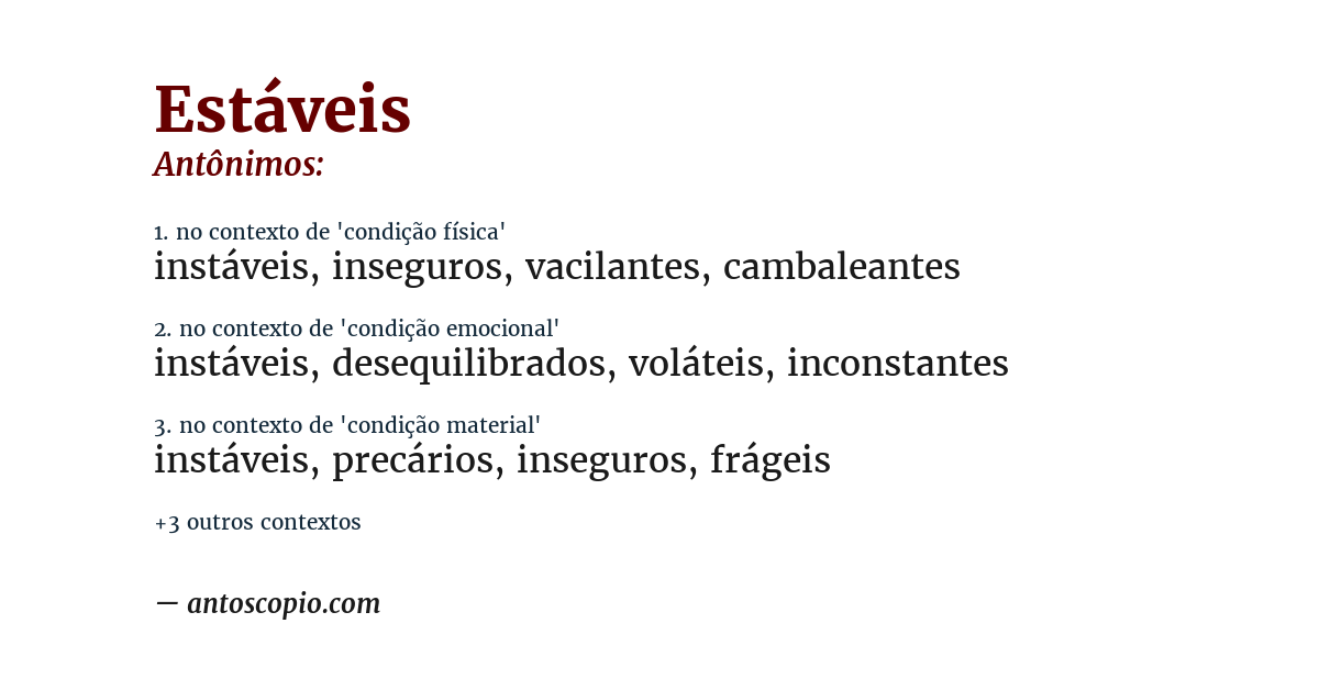 Antônimo de estáveis