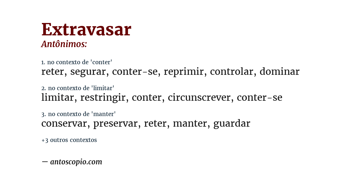 Antônimo de extravasar