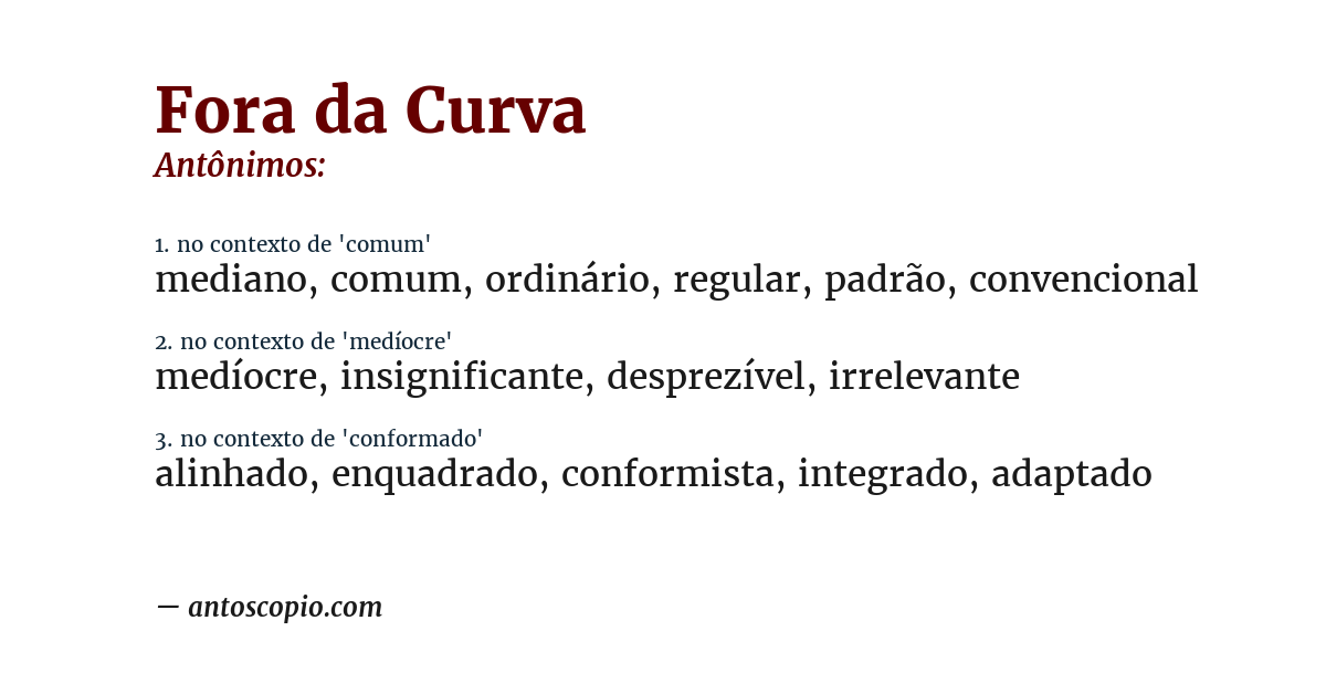 Antônimo de fora da curva