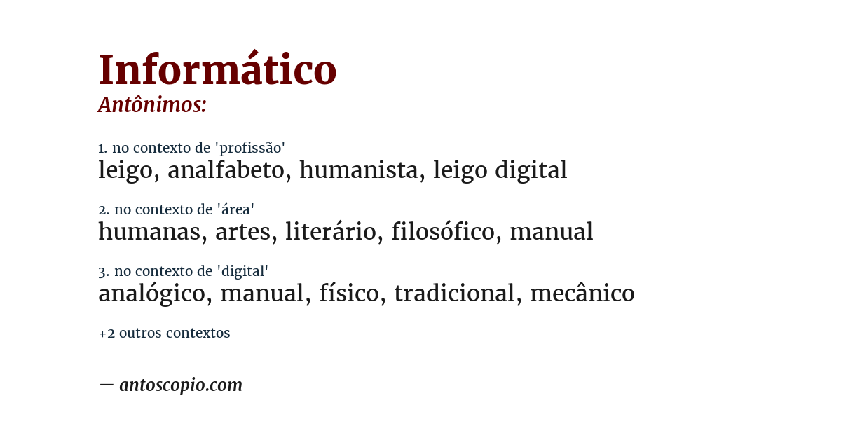 Antônimo de informático