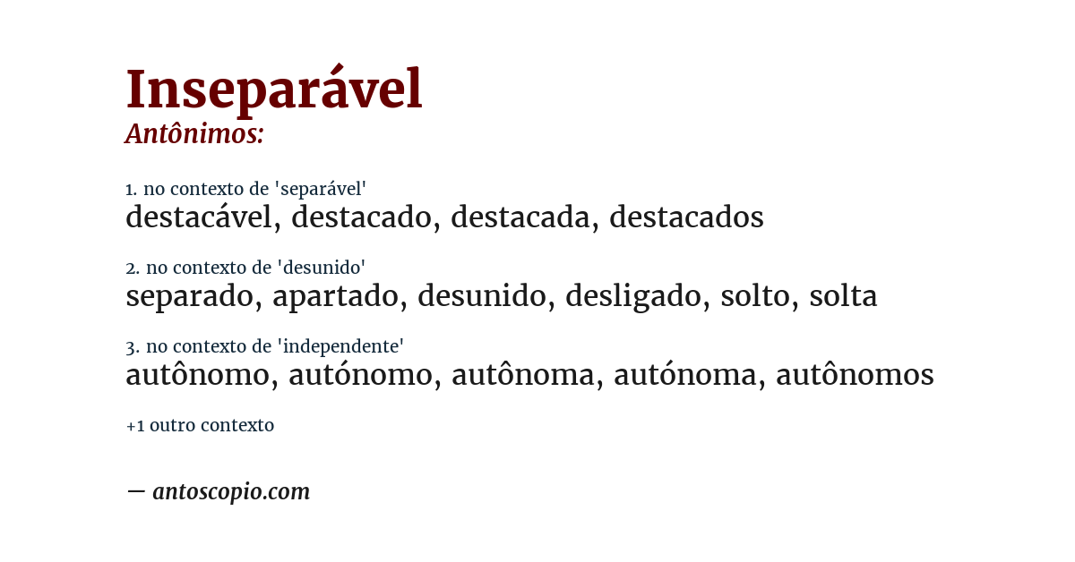 Antônimo de inseparável