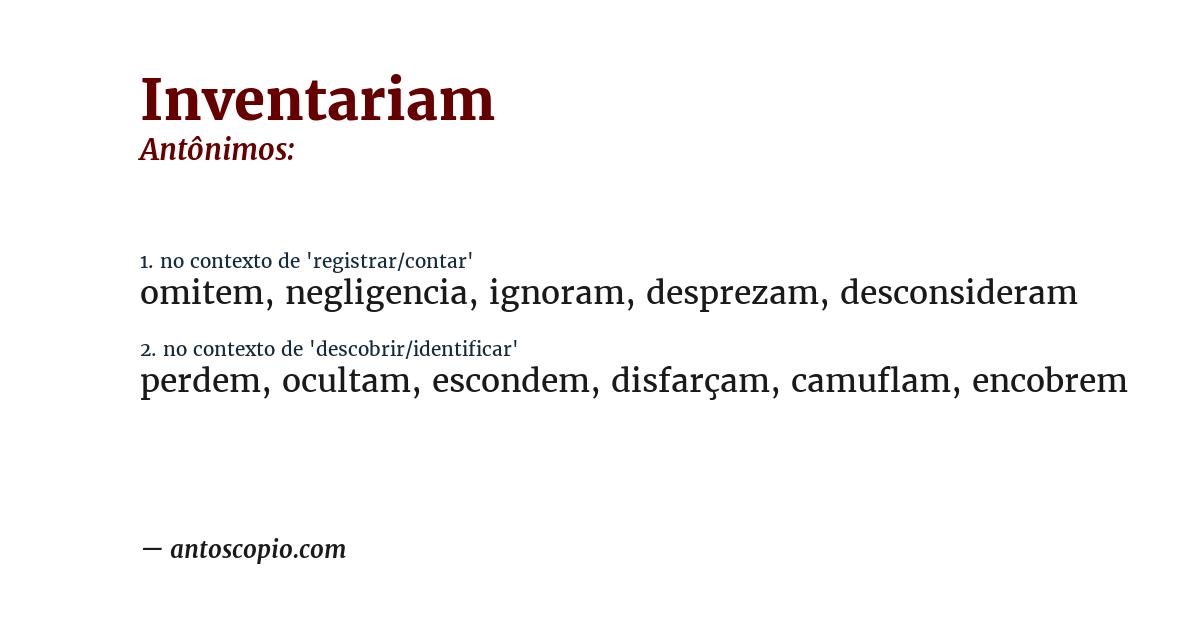 Antônimo de inventariam