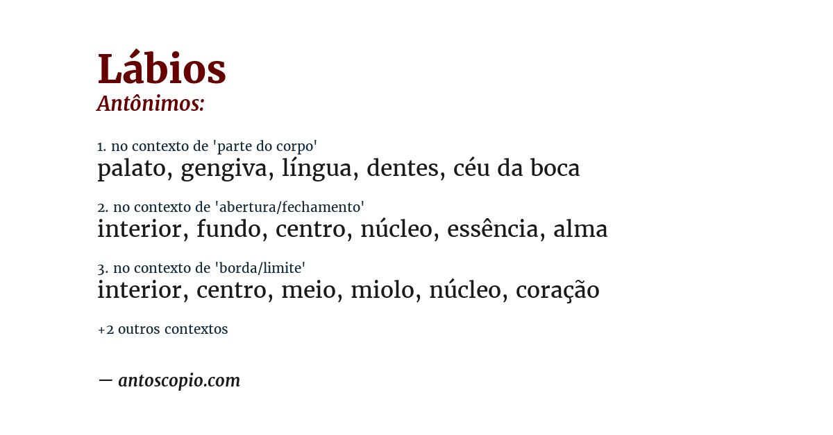 Antônimo de lábios