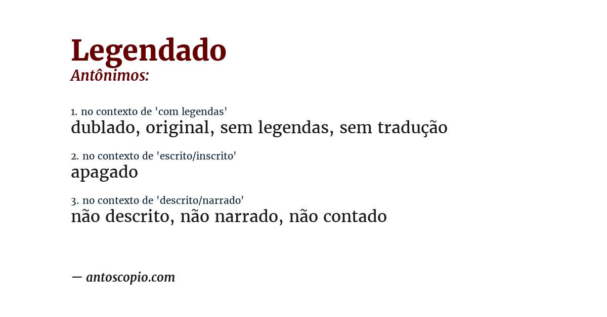 Antônimo de legendado