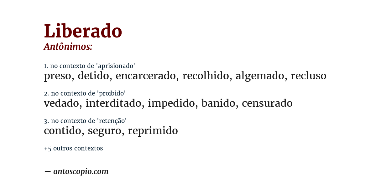 Antônimo de liberado