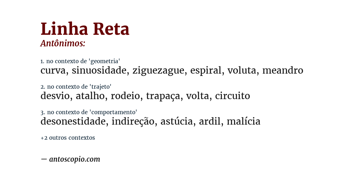 Antônimo de linha reta