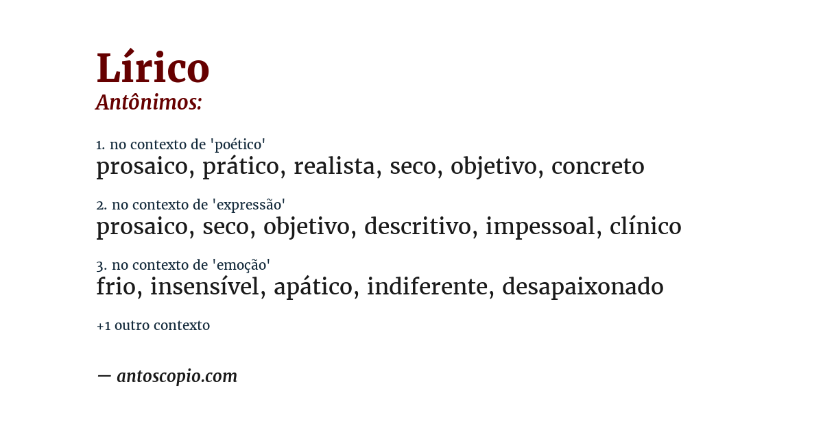 Antônimo de lírico