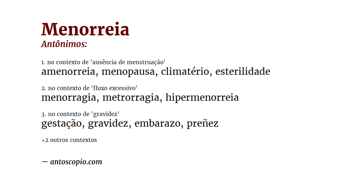 Antônimo de menorreia