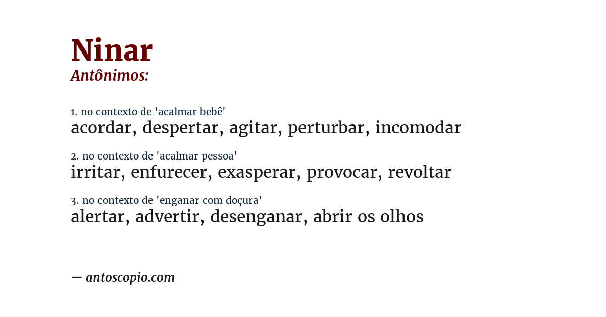 Antônimo de ninar