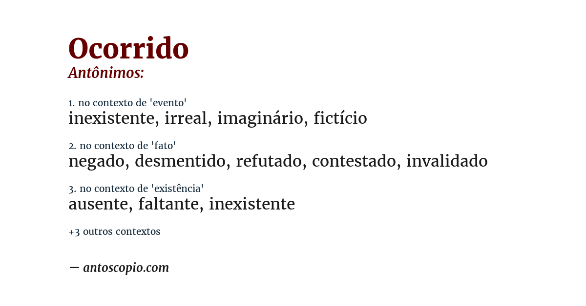 Antônimo de ocorrido