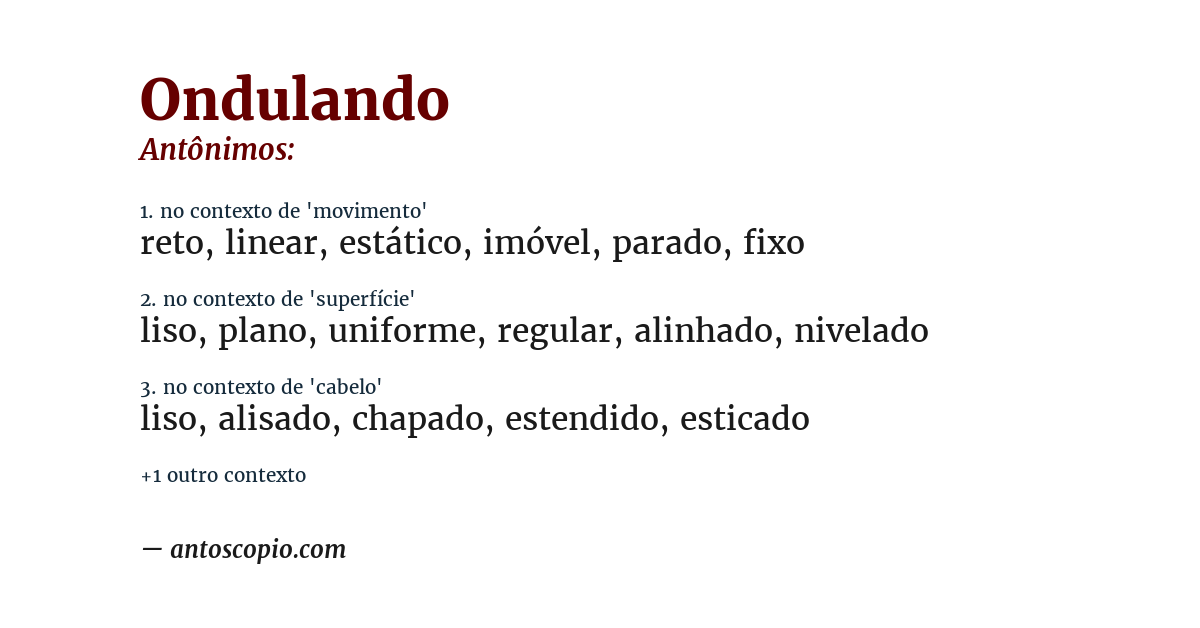 Antônimo de ondulando