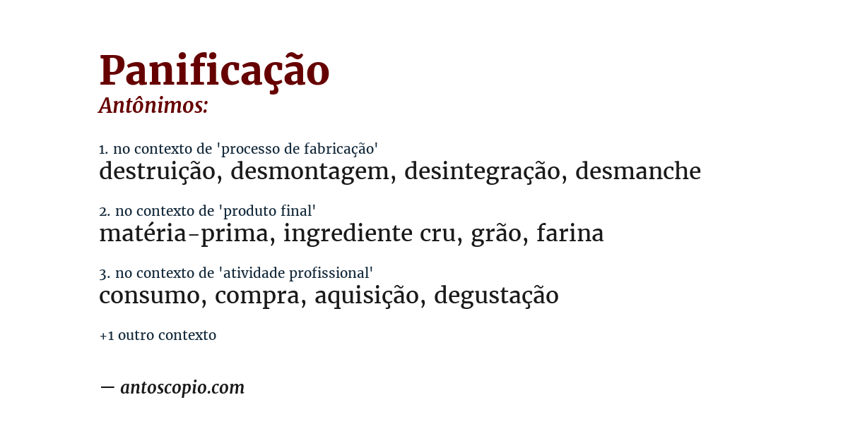 Antônimo de panificação