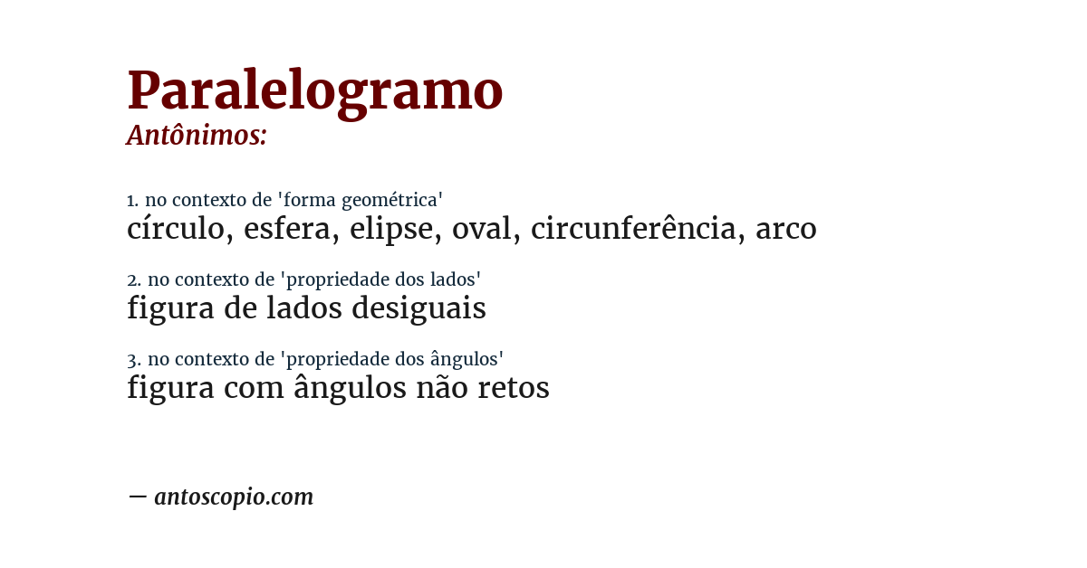 Antônimo de paralelogramo
