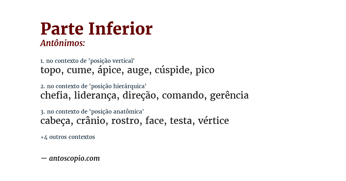 Antônimo de parte inferior