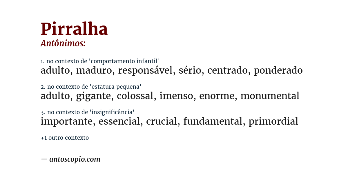 Antônimo de pirralha