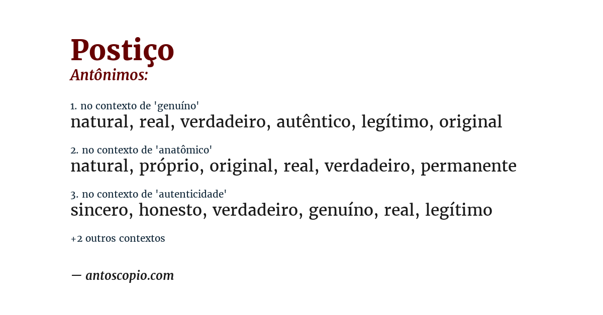 Antônimo de postiço