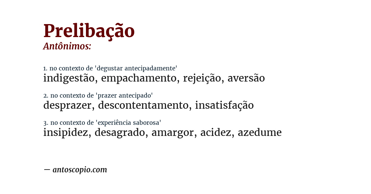 Antônimo de prelibação