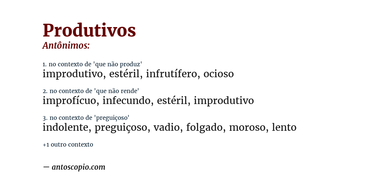 Antônimo de produtivos