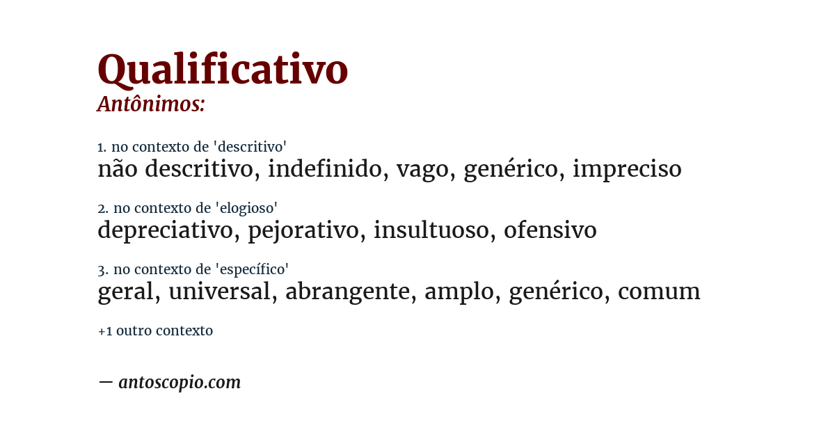 Antônimo de qualificativo