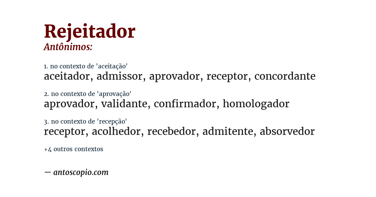 Antônimo de rejeitador