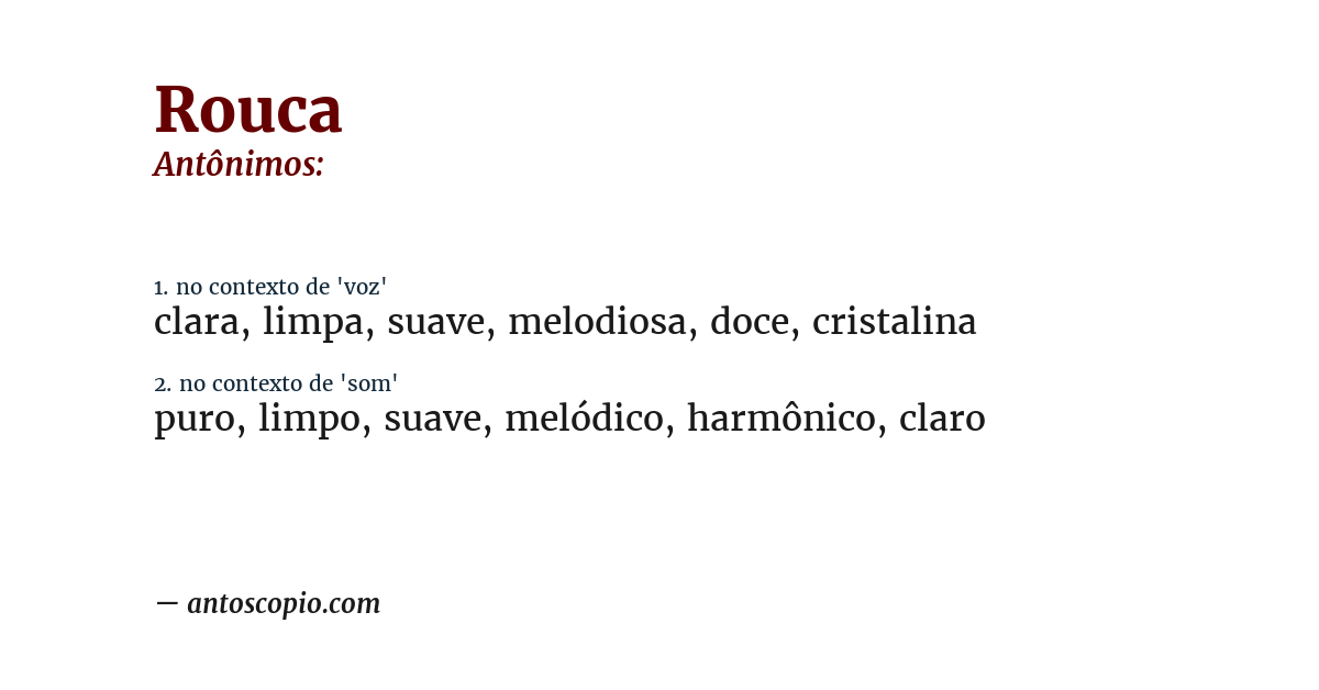 Antônimo de rouca