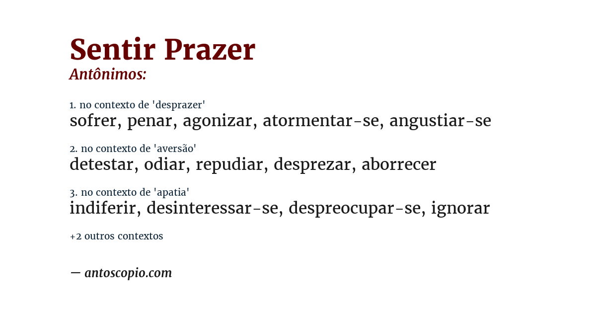 Antônimo de sentir prazer