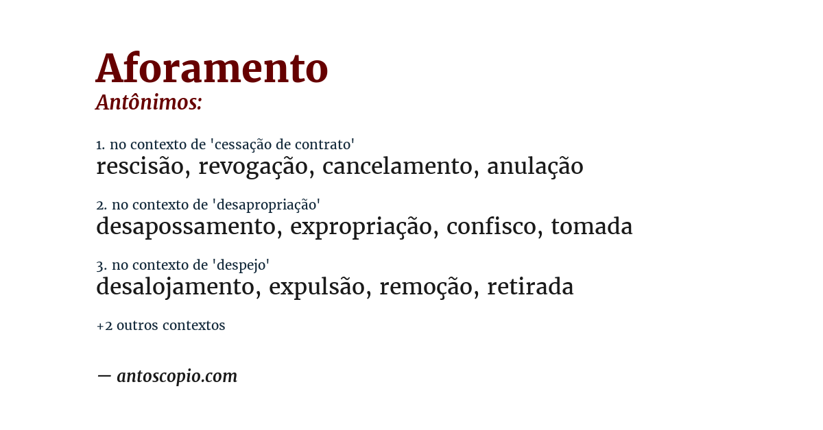 Antônimo de aforamento